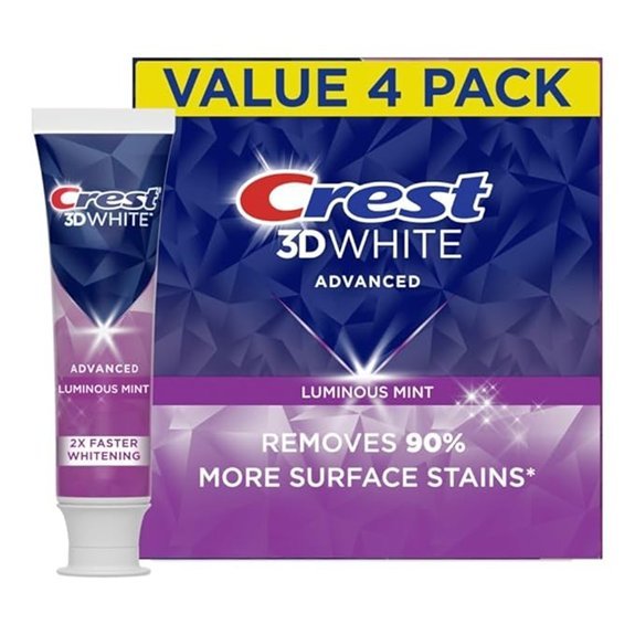 Crest 3D White Advanced Luminous Mint Toothpaste (Pack of 4)
